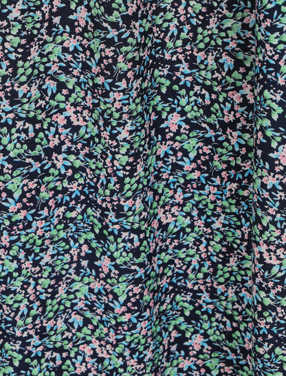Robe longue à fines bretelles imprimé petites fleurs - Marine - 3