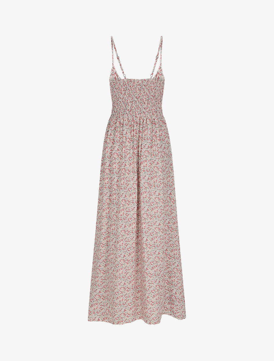 Robe longue à fines bretelles imprimé petites fleurs - Rose pâle - 2