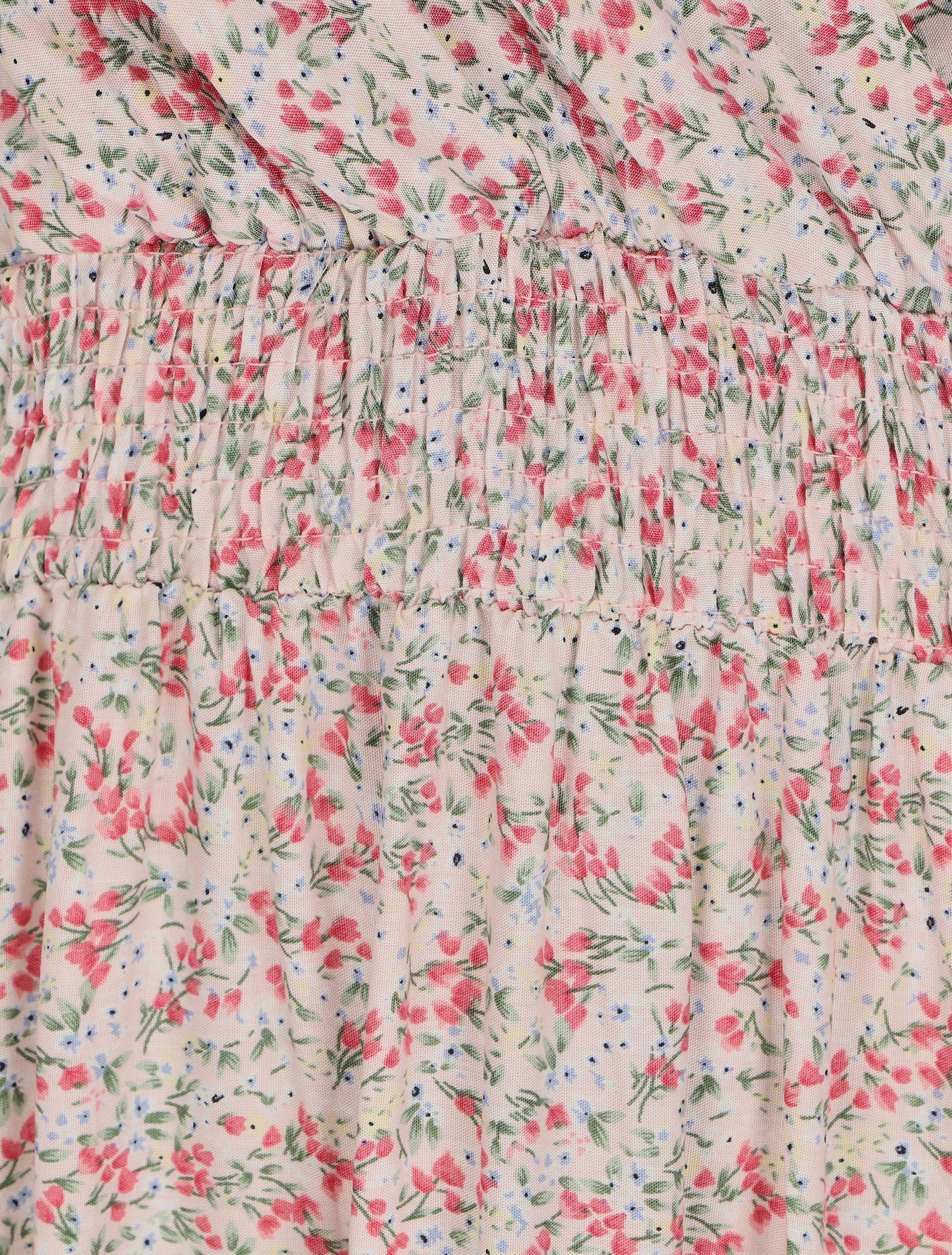 Robe longue à fines bretelles imprimé petites fleurs - Rose pâle - 3