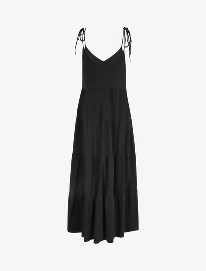 Robe longue unie évasée - Noir - 2