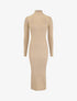 Robe pull à col roulé et épaules à détail boutons - Beige - 1