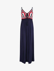 Robe longue à buste crochet - Marine - 4