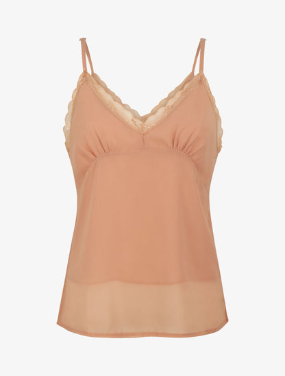 Caraco en voile à col dentelle - Rose poudré - 4