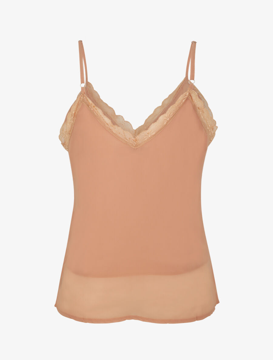 Caraco en voile à col dentelle - Rose poudré - 2