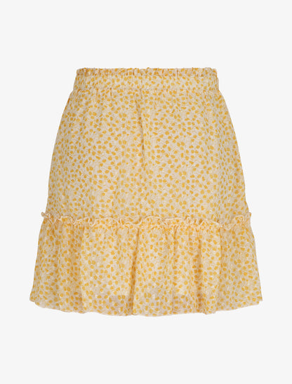 Jupe courte à imprimé fleuri et bords volantés - Jaune - 2