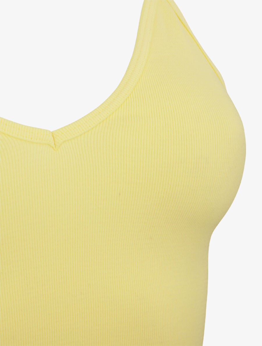 Crop top ajusté à fines bretelles - Jaune - 3