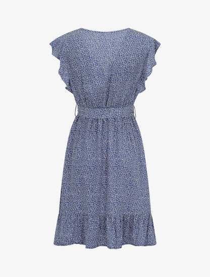 Robe mi-longue à imprimé fleuri - Bleu - 2