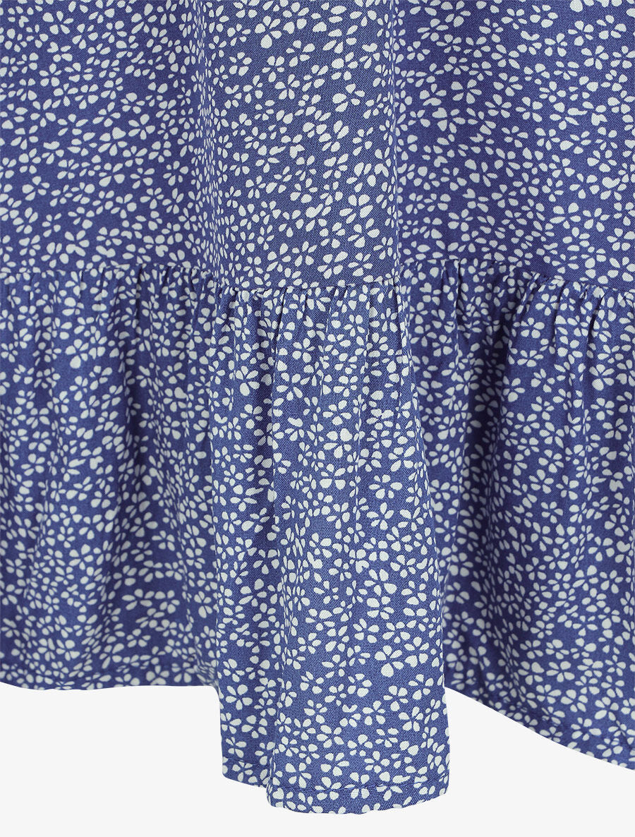 Robe mi-longue à imprimé fleuri - Bleu - 3