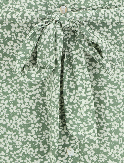 Jupe longue boutonnée à bas asymétrique - Vert - 3