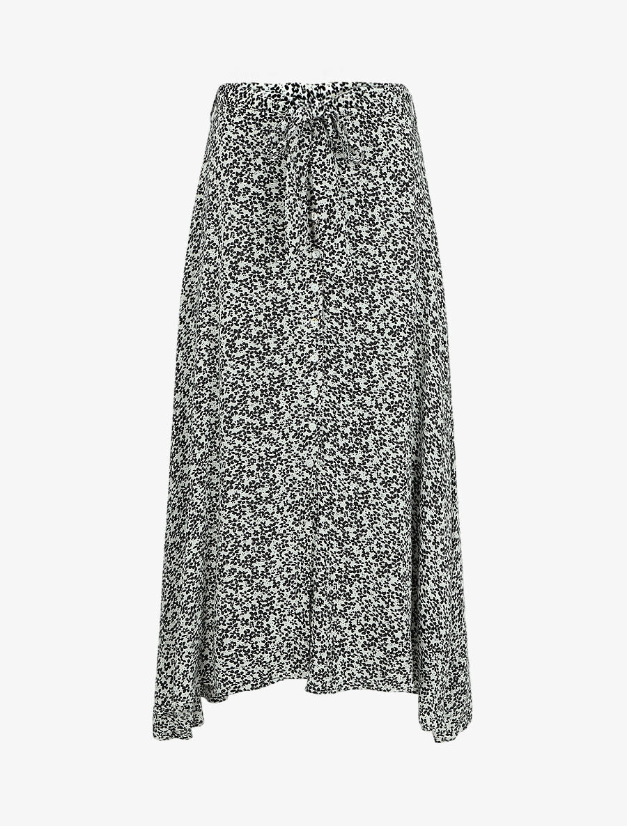 Jupe longue boutonnée à bas asymétrique - Noir - 1