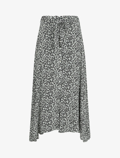 Jupe longue boutonnée à bas asymétrique - Noir - 1