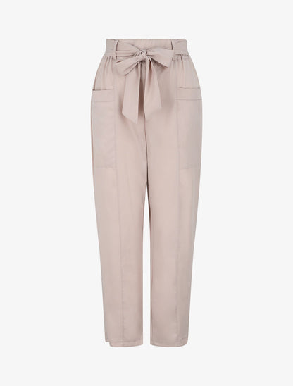 Pantalon élastiqué fluide - Beige - 4