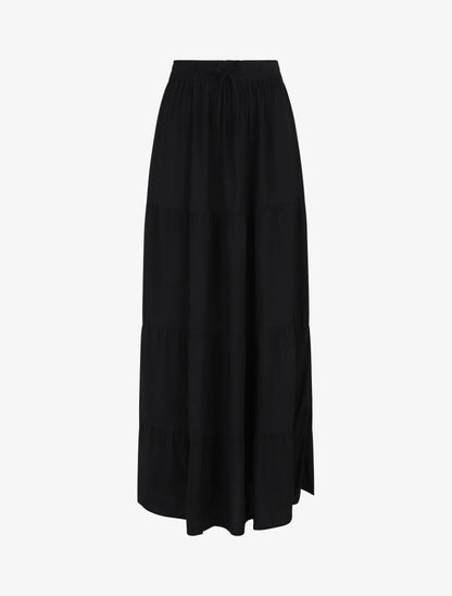 Jupe longue à taille élastiquée - Noir - 4