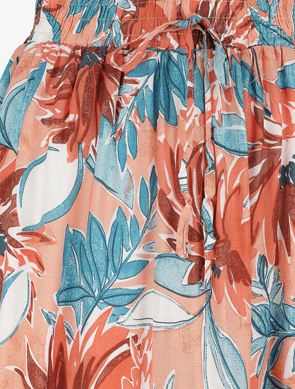 Jupe longue à taille élastiquée à imprimé fleuri - Rose - 3