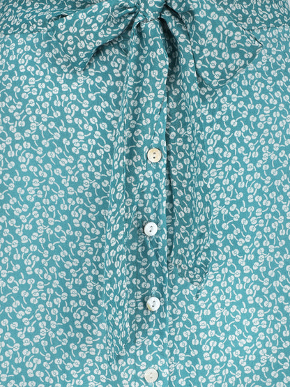 Jupe mi-longue évasée imprimé floral - Bleu clair - 3