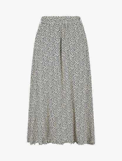 Jupe mi-longue évasée imprimé floral - Blanc - 2