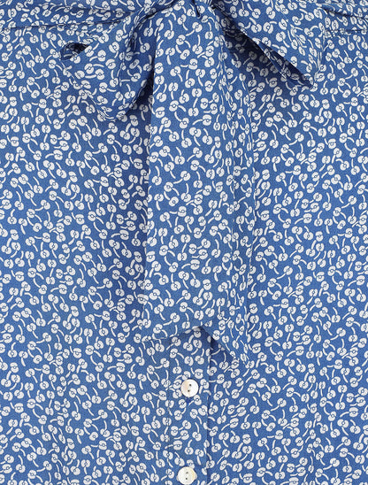 Jupe mi-longue évasée imprimé floral - Bleu - 3