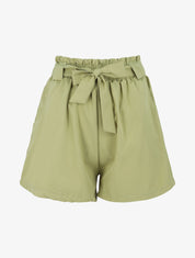Short uni à taille élastiquée - Vert olive - 1