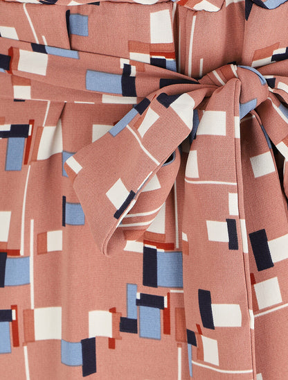 Combinaison bords fendus imprimé graphique - Vieux rose - 3