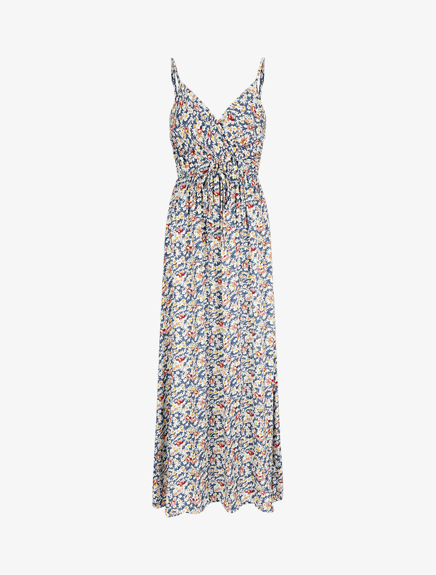Robe longue imprimé fleurs des champs - Bleu - 1
