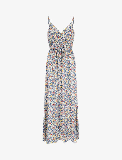 Robe longue imprimé fleurs des champs - Bleu - 1