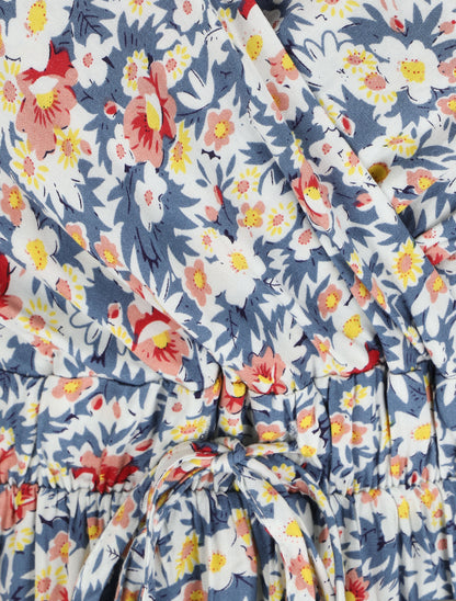 Robe longue imprimé fleurs des champs - Bleu - 3