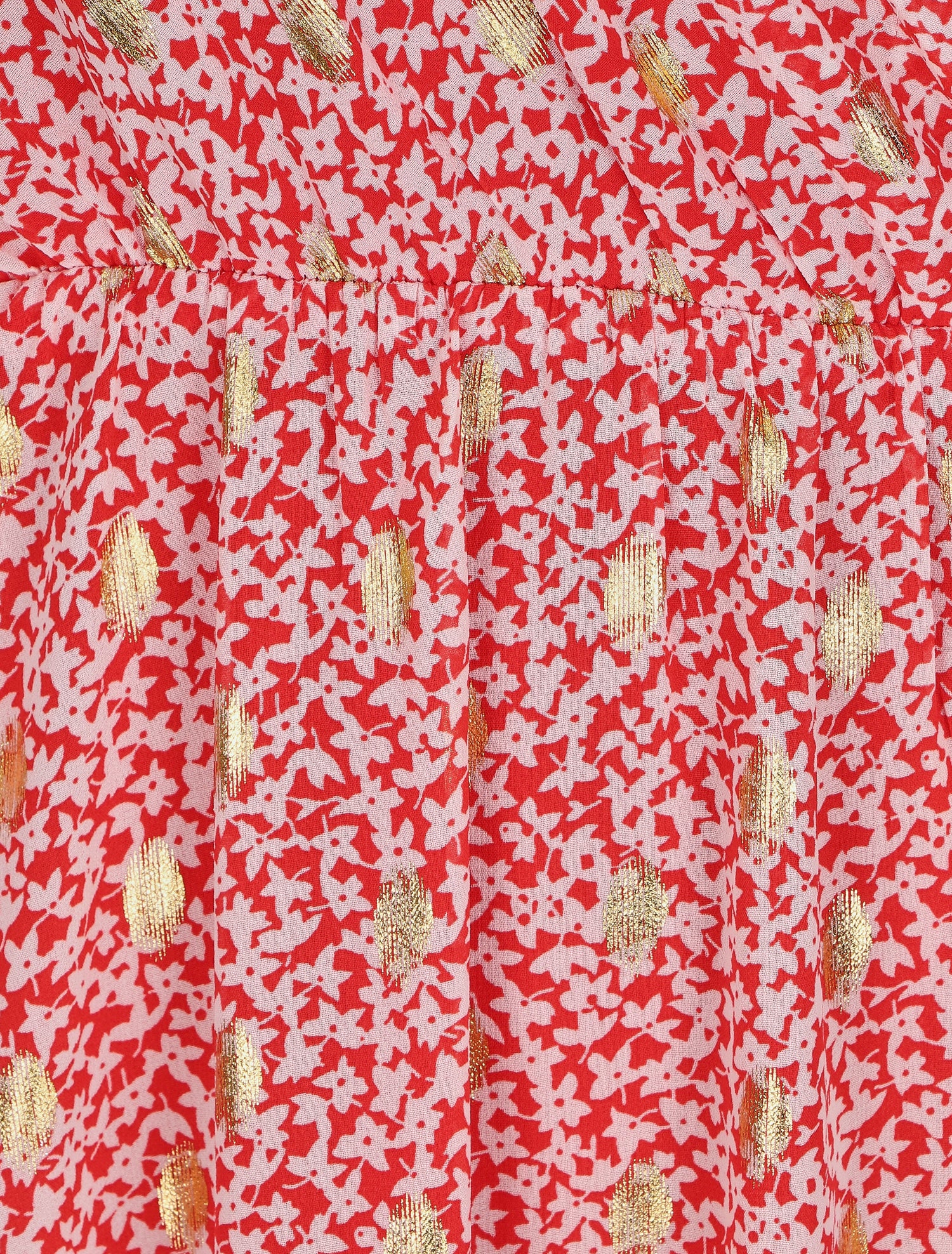 Robe bretelles à noeud imprimé fleuri irisé - Rouge - 3