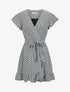 Robe mi-longue imprimée à bord volanté - Noir - 4