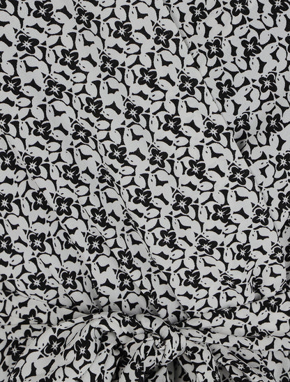 Robe mi-longue imprimée à bord volanté - Noir - 3