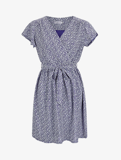 Robe mi-longue à imprimé fleuri - Bleu - 1