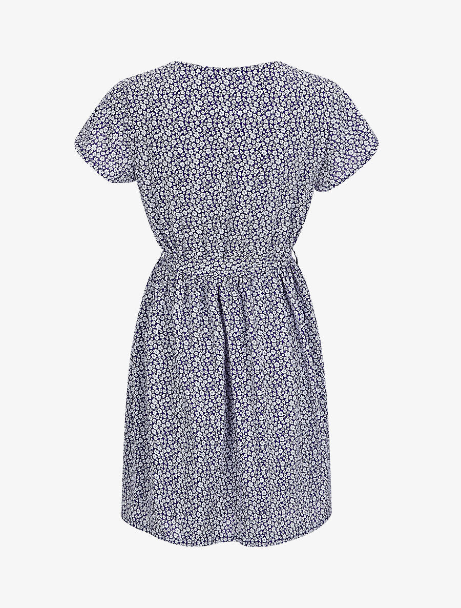 Robe mi-longue à imprimé fleuri - Bleu - 2