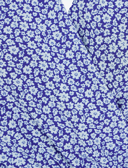 Robe mi-longue à imprimé fleuri - Bleu - 3