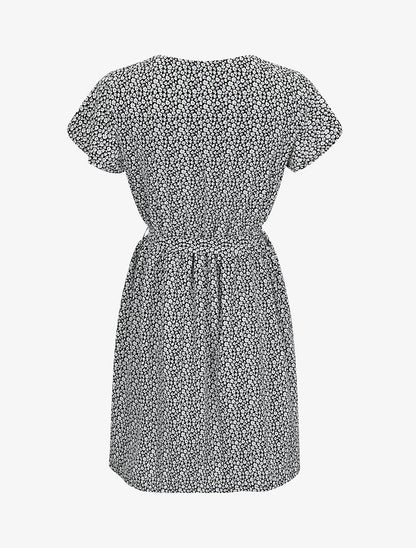 Robe mi-longue à imprimé fleuri - Noir - 2