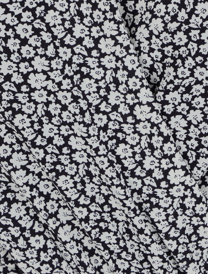 Robe mi-longue à imprimé fleuri - Noir - 3