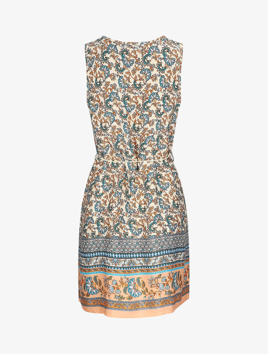 Robe mi-longue à imprimé baroque - Beige - 2