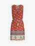 Robe mi-longue à imprimé baroque - Rouge - 1