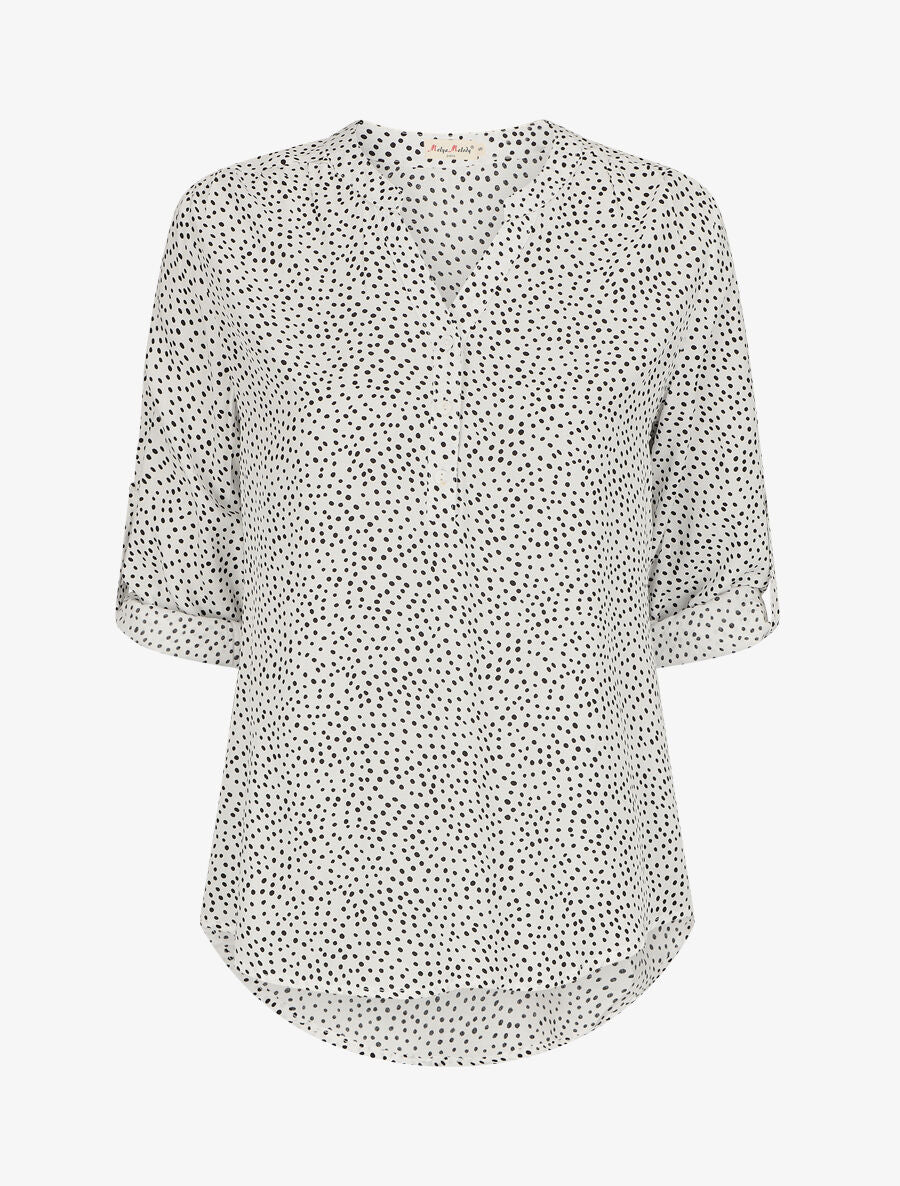 Blouse à imprimé à pois - Blanc - 4