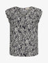 Blouse à imprimé feuillage et manches volantées - Marine - 1