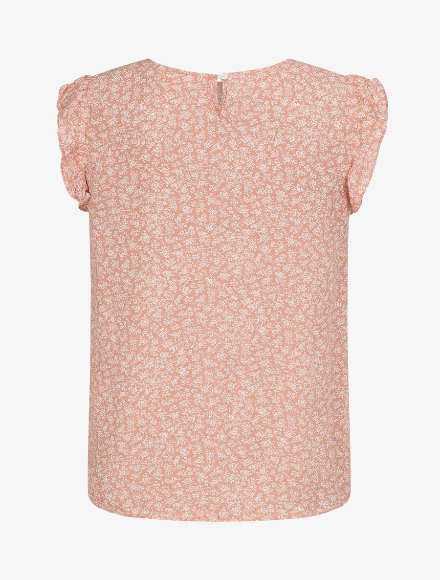 Blouse à imprimé fleuri et manches volantées - Rose - 2