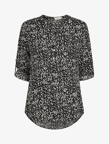 Blouse à imprimé à floral - Noir - 1