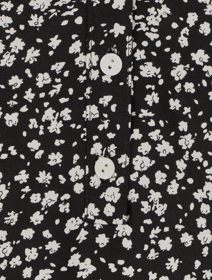 Blouse à imprimé à floral - Noir - 3