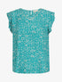 Blouse à imprimé petites fleurs et manches volantées - Turquoise - 4