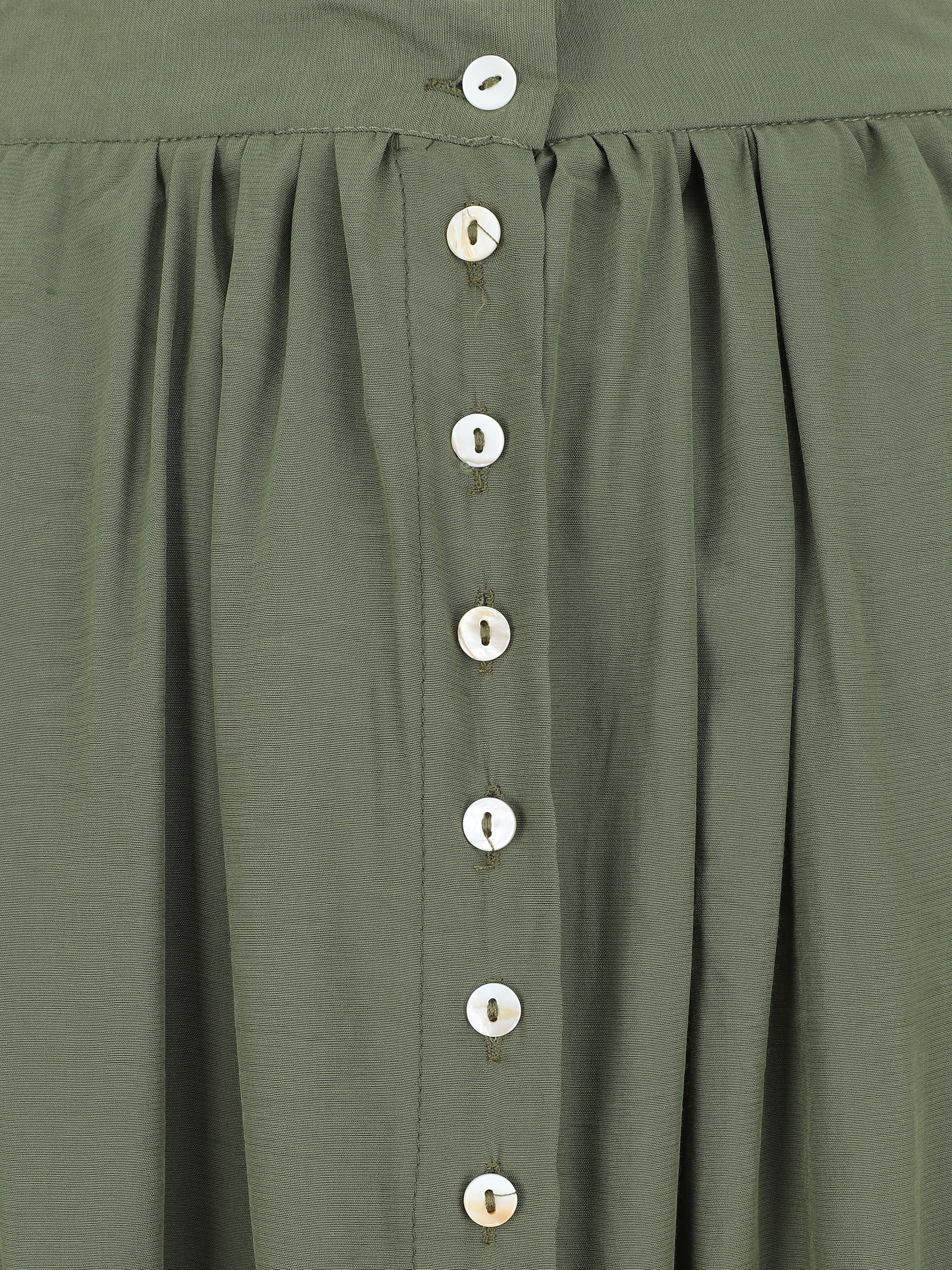 Jupe longue unie boutonnée - Kaki - 3