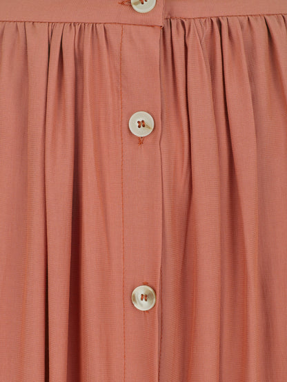Jupe longue évasée et boutonnée - Orange - 3