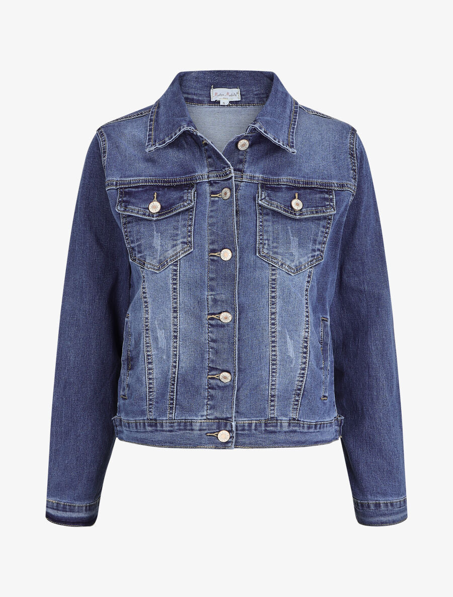Veste oversize en jean basique - Bleu denim - 4