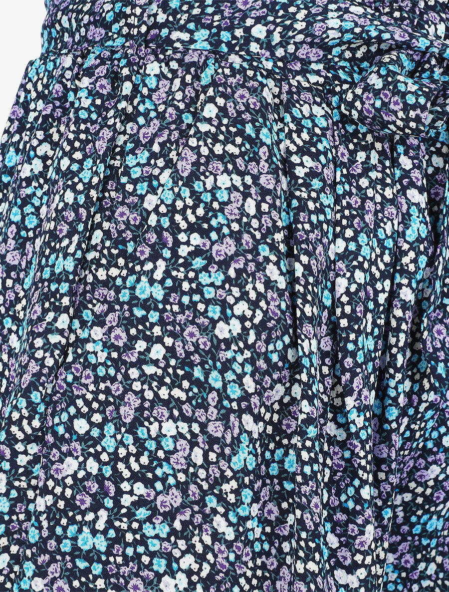 Short à imprimé petites fleurs - Marine - 3
