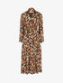 Robe longue à motif feuilles stylisées - Kaki - 1