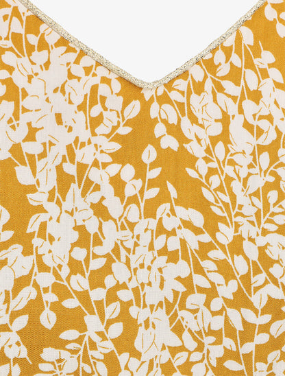 Robe droite à imprimé feuillage - Jaune - 3