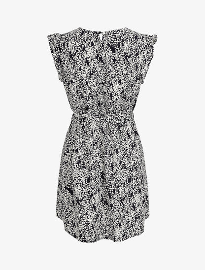 Robe droite à imprimé feuillage - Marine - 2