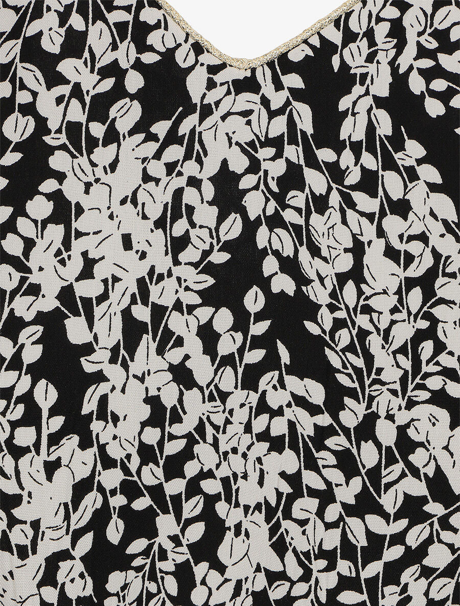Robe droite à imprimé feuillage - Noir - 3